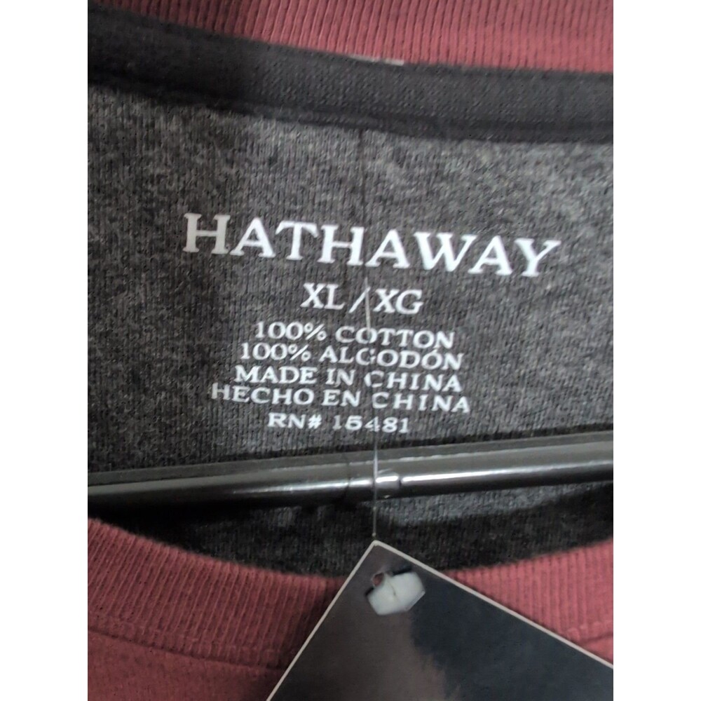 NWT Hathaway Men's Long Sleeve T-Shirt Red XL Crew Neck 100% Cotton - Picture 3 of 4